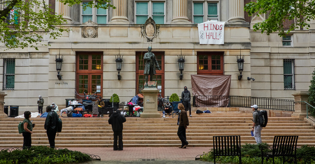 The protesters are on the Columbia University campus